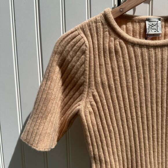 Baserange Simin Ribbed Merino Wool Sweater Tee Size Small NWT $125 Beige Rose - Picture 11 of 16